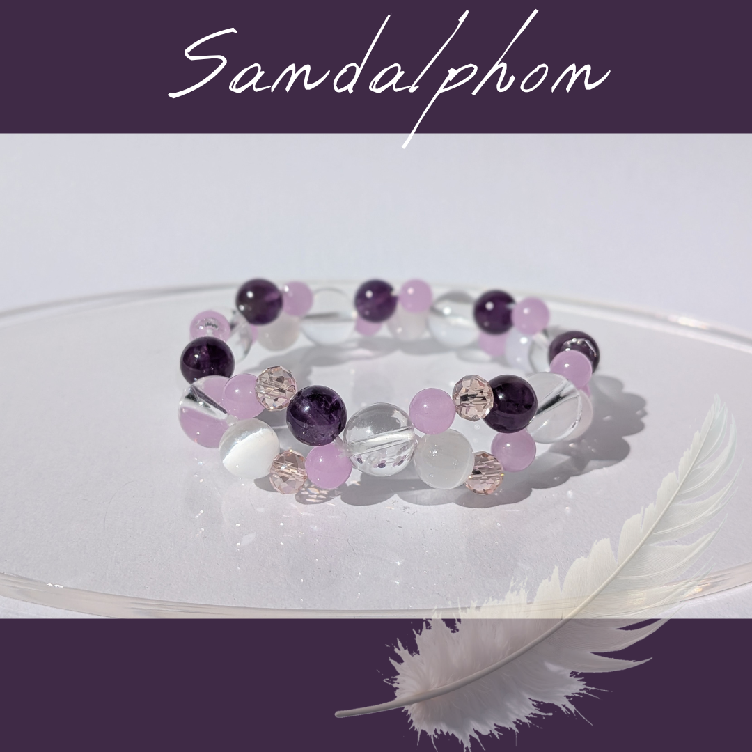 【９月の守護天使】大天使サンダルフォンブレスレット /  天然石 / セレナイト / アメジスト