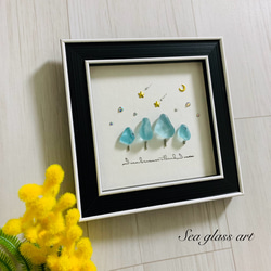 シーグラスアート 海の宝石 インテリア雑貨 壁掛け 月 星ウェルカム