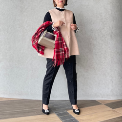 保温効果♡とろける肌触り♡184×70 大判チェックストール♡軽量 体型カバー 差し色 赤■KMC-147 841995 13枚目の画像