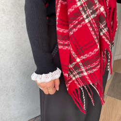 保温効果♡とろける肌触り♡184×70 大判チェックストール♡軽量 体型カバー 差し色 赤■KMC-147 841995 14枚目の画像