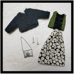 リカちゃん　袖ストライプトップス　セット　ハンドメイド 96.【長袖たくさん作ろう！】ブラウス風トップス 長袖型紙で