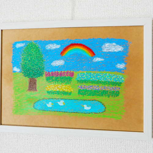 fantasy forest3 ハンドメイドパステル画　絵画アート原画 原画 風景画 「あたたかい時間」 自然 木 癒やし 優しい 絵画 アート