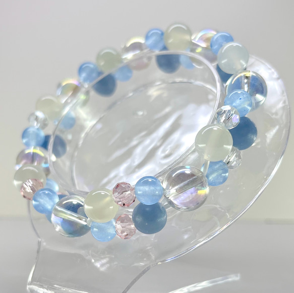 【２月の守護天使】大天使ガブリエルブレスレット /  天然石 / エンジェライト / ムーンストーン 5枚目の画像