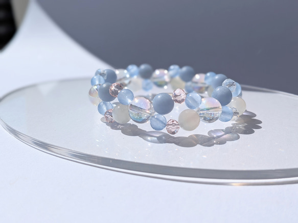【２月の守護天使】大天使ガブリエルブレスレット /  天然石 / エンジェライト / ムーンストーン 4枚目の画像