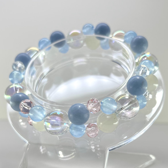 【２月の守護天使】大天使ガブリエルブレスレット /  天然石 / エンジェライト / ムーンストーン 6枚目の画像