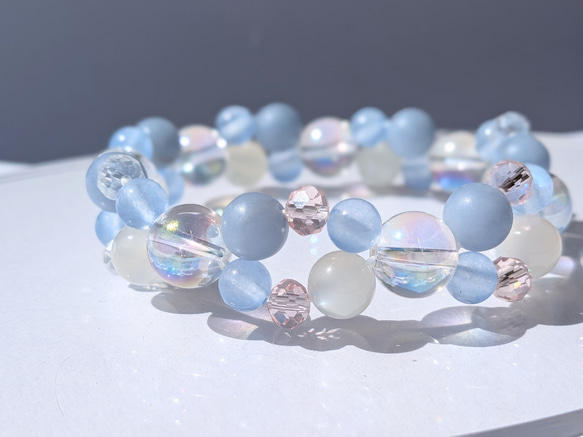【２月の守護天使】大天使ガブリエルブレスレット /  天然石 / エンジェライト / ムーンストーン 3枚目の画像