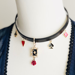 【限定♡】不思議の国のトランプ本革チョーカー・ゴールド 2枚目の画像