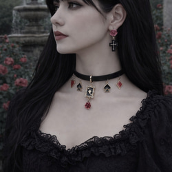 【限定♡】不思議の国のトランプ本革チョーカー・ゴールド 1枚目の画像