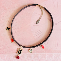 【限定♡】不思議の国のトランプ本革チョーカー・ゴールド 6枚目の画像