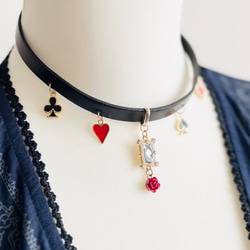 【限定♡】不思議の国のトランプ本革チョーカー・ゴールド 3枚目の画像