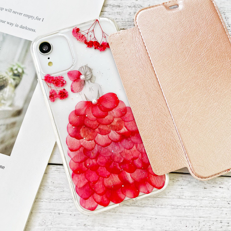 手帳型押し花スマホケース、5色、かすみ草、紫陽花、全機種対応、iPhone17、iPhone17Pro、iPhone16