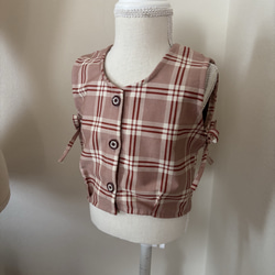 kids vest ⭐︎ タータンチェック柄サイドリボンベスト　子供服　秋冬服　ベビー服　80 90 100 110 4枚目の画像
