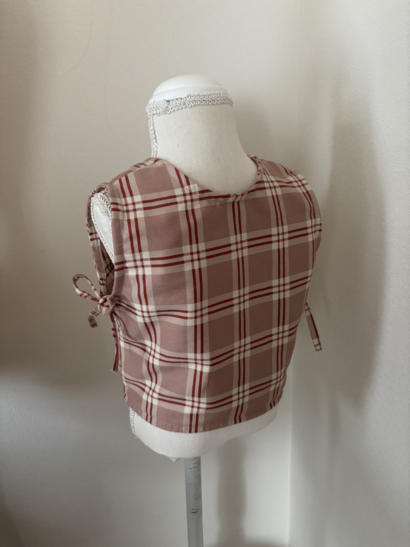kids vest ⭐︎ タータンチェック柄サイドリボンベスト　子供服　秋冬服　ベビー服　80 90 100 110 3枚目の画像