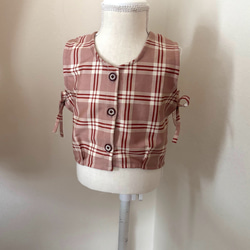 kids vest ⭐︎ タータンチェック柄サイドリボンベスト　子供服　秋冬服　ベビー服　80 90 100 110 1枚目の画像