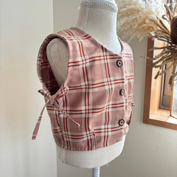 kids vest ⭐︎ タータンチェック柄サイドリボンベスト　子供服　秋冬服　ベビー服　80 90 100 110 5枚目の画像