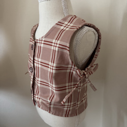 kids vest ⭐︎ タータンチェック柄サイドリボンベスト　子供服　秋冬服　ベビー服　80 90 100 110 2枚目の画像