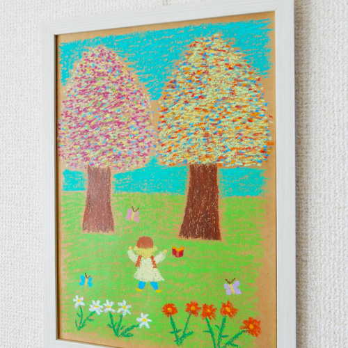 原画 「自然のエネルギーチャージ」 自然 木 色 癒やし 優しい 絵画