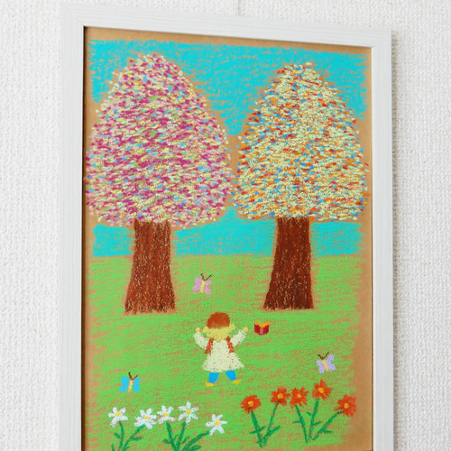 原画 「自然のエネルギーチャージ」 自然 木 色 癒やし 優しい 絵画