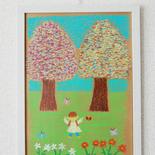 原画 「自然のエネルギーチャージ」 自然 木 色 癒やし 優しい 絵画