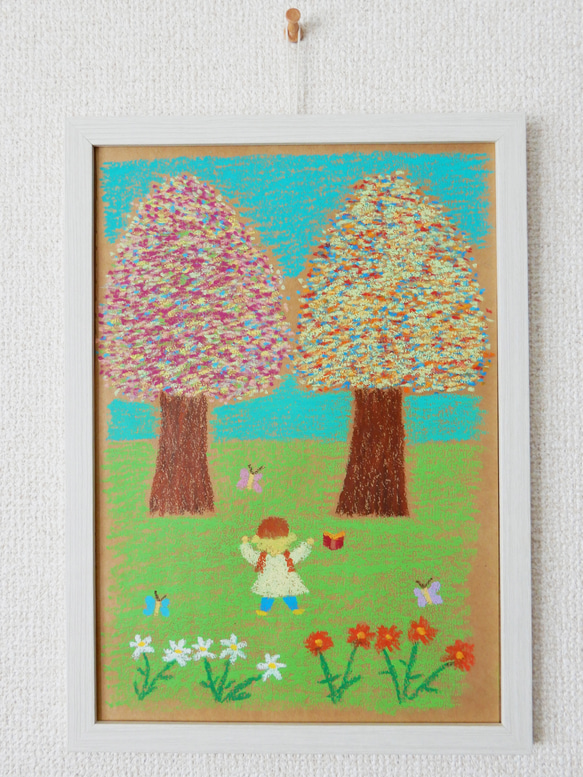 原画 「自然のエネルギーチャージ」 自然 木 色 癒やし 優しい 絵画