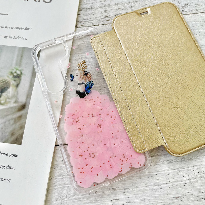 手帳型押し花スマホケース、5色、紫陽花、全機種対応、iPhone17、iPhone17Pro、iPhone16