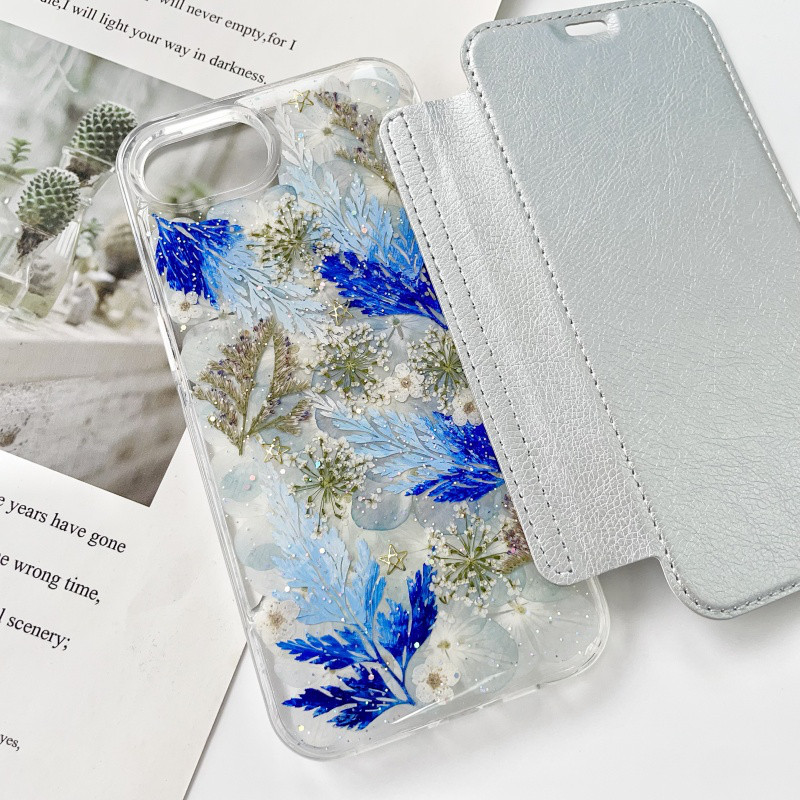 手帳型押し花スマホケース、5色、紫陽花、全機種対応、iPhone17、iPhone17Pro、iPhone16