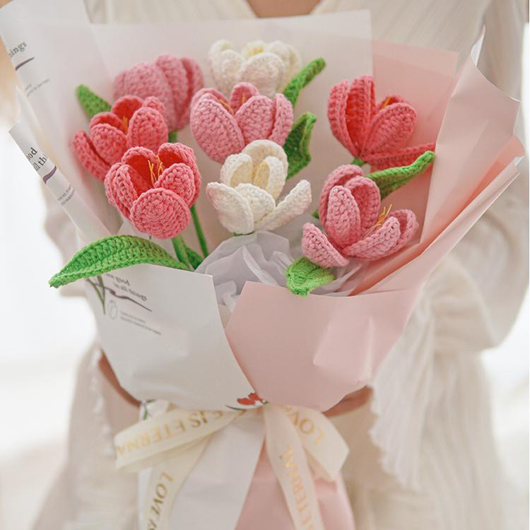 手編みかぎ針編み花束｜6色カラーテーマ｜ラッピング済みギフト