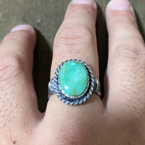 ロイストン　ターコイズ　シルバーリング　指輪　21.5号#インディアンジュエリー ロイストン ターコイズ シルバー リング 指輪 21.5号