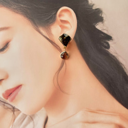 萩焼　金継ぎ　ネジバネ式イヤリング　茶色　揺れる　 伝統工芸　＃335 8枚目の画像