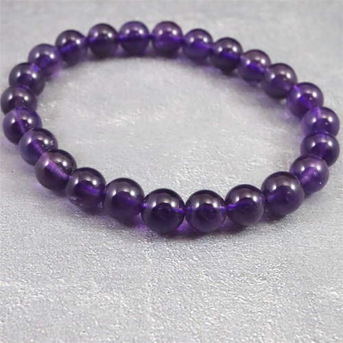 ウルグアイ産 アメジスト 7.5mブレスレット 14.9g #68136 ブレスレット