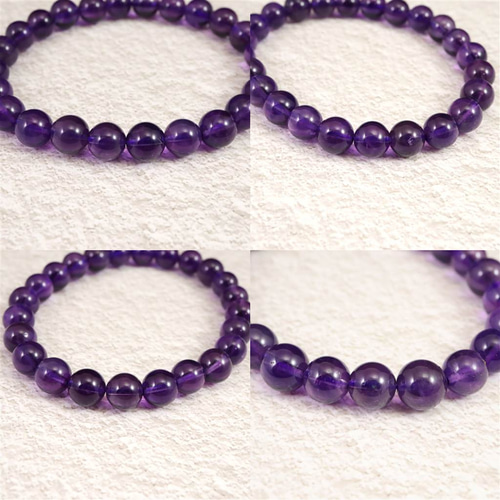 ウルグアイ産 アメジスト 7.5mブレスレット 14.9g #68136 ブレスレット
