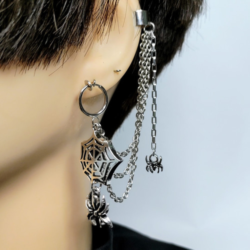 蜘蛛の巣×蜘蛛チェーンアクセサリー(片耳用) イヤーカフ lamp 通販