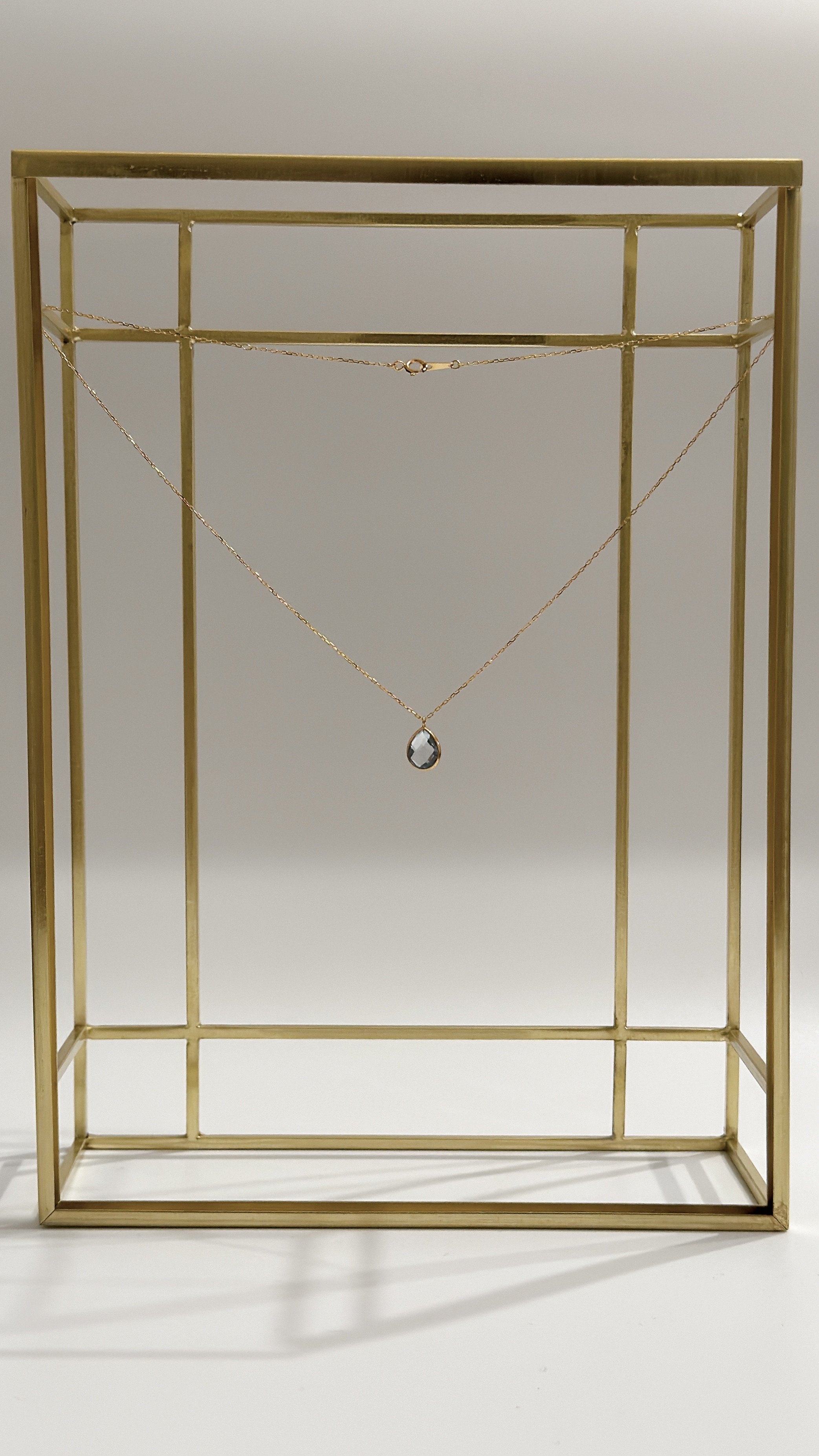 K18Y  ブルートパーズのペアシェイプネックレス