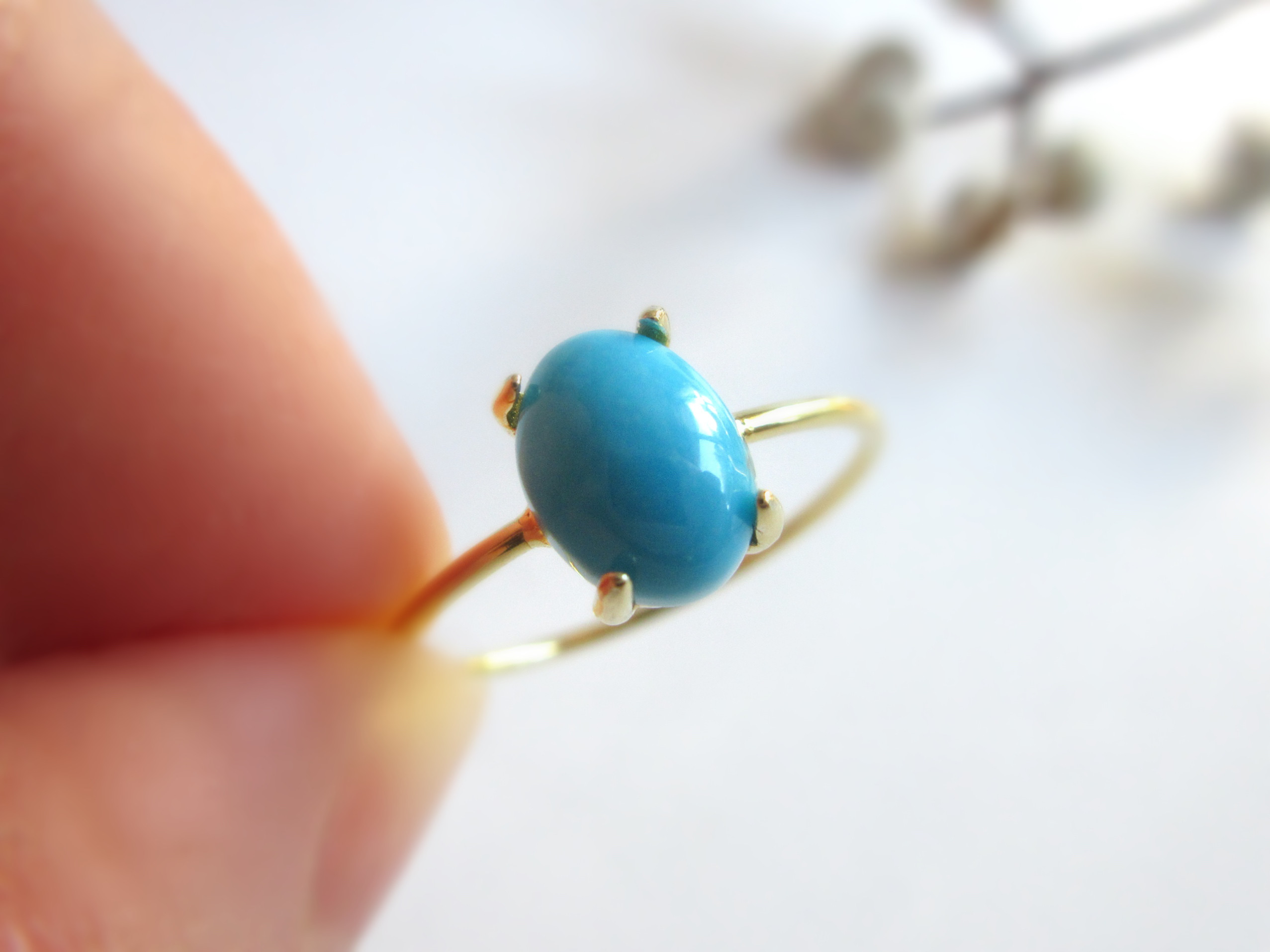 【12月の誕生石】8×6mm発色美「スリーピングビューティーターコイズ」リング