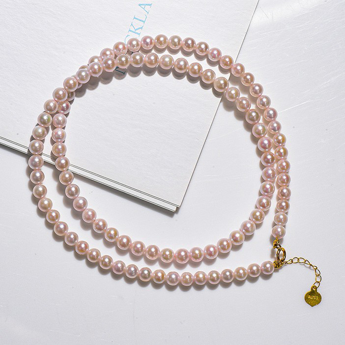 ルミナ 4-4.5mm 天然日本製アコヤ海水真珠ネックレス 18Kゴールド ミレットビーズ 鎖骨チェーン 絶妙でエレガント 毎日