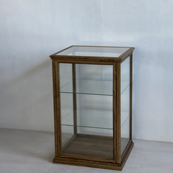 木製引戸ガラスケース サイズオーダー可］木製 ガラスケース 2段 ショーケース 全面