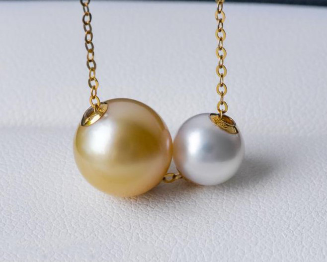 ルミナ 7-11mm 天然南洋ゴールドパール + アコヤ真珠ネックレス 18Kゴールド パスパルトゥー 鎖骨チェーン