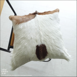 毛皮クッションカバー PUTI-29 天然皮革 北欧 本皮 レザー 正方形 手作り レトロ調 エスニック 45cm 4枚目の画像