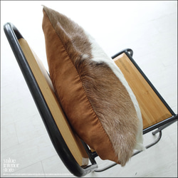 毛皮クッションカバー PUTI-29 天然皮革 北欧 本皮 レザー 正方形 手作り レトロ調 エスニック 45cm 2枚目の画像