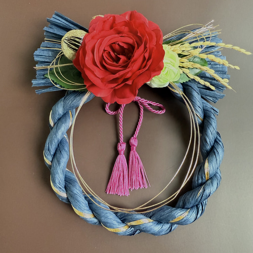 早割価格】椿のしめ縄飾り 和モダン 正月リース 玄関インテリア 2026年