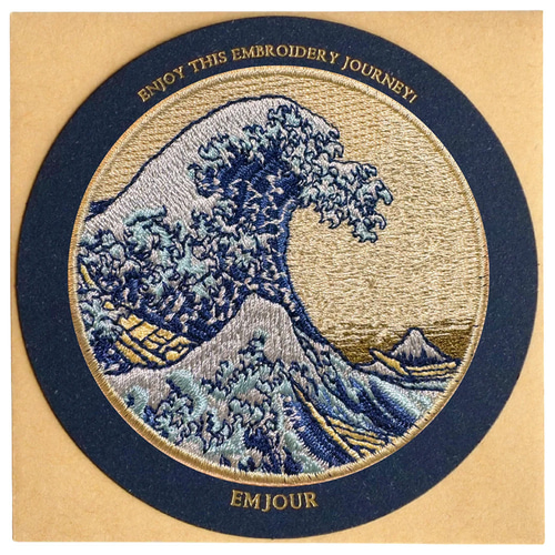 ステッカー ワッペン 刺繍 葛飾北斎 神奈川沖浪裏 冨嶽三十六景 絵画