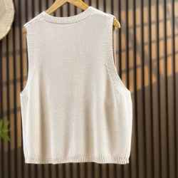 綿100% Vネック  ニットベスト 秋冬 ゆったりオーバーサイズ 綿毛糸 アンサンブル 重ね着 おしゃれ ノーカ 7枚目の画像