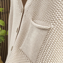 綿100% Vネック  ニットベスト 秋冬 ゆったりオーバーサイズ 綿毛糸 アンサンブル 重ね着 おしゃれ ノーカ 11枚目の画像