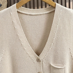 綿100% Vネック  ニットベスト 秋冬 ゆったりオーバーサイズ 綿毛糸 アンサンブル 重ね着 おしゃれ ノーカ 8枚目の画像