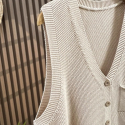 綿100% Vネック  ニットベスト 秋冬 ゆったりオーバーサイズ 綿毛糸 アンサンブル 重ね着 おしゃれ ノーカ 10枚目の画像