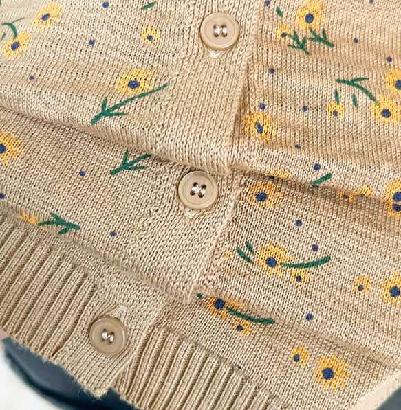 綿100% プリント ニットカーディガン ショート丈 秋 新作 レディース シンプル 上品 通勤 オフタイム 7枚目の画像