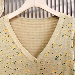 綿100% プリント ニットカーディガン ショート丈 秋 新作 レディース シンプル 上品 通勤 オフタイム 8枚目の画像