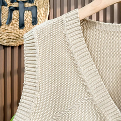 綿100% Vネック  ニットベスト 秋冬 ゆったりオーバーサイズ 綿毛糸 アンサンブル 重ね着 おしゃれ ノーカ 9枚目の画像