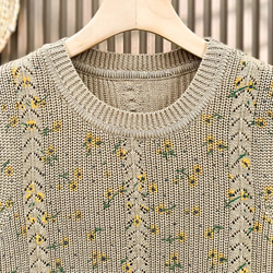 綿100% プリント  ニットベスト 秋冬 ゆったりオーバーサイズ 綿毛糸 アンサンブル 重ね着 おしゃれ ノーカ 9枚目の画像