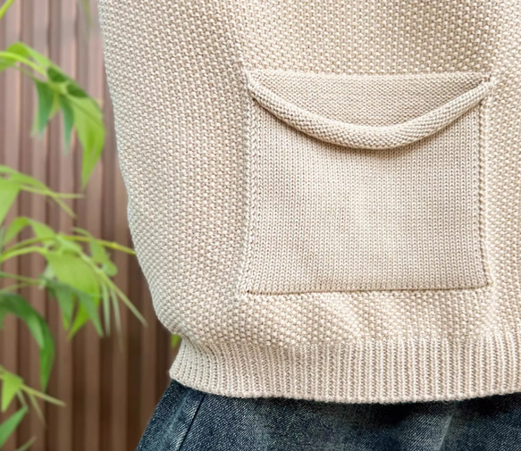 綿100% ビッグサイズ レディース ジップアップニットベスト ノースリーブ 秋春 ニットベスト 9枚目の画像